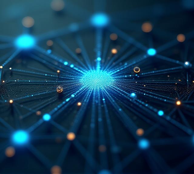 Abstract representation of AI neural networks and data flows